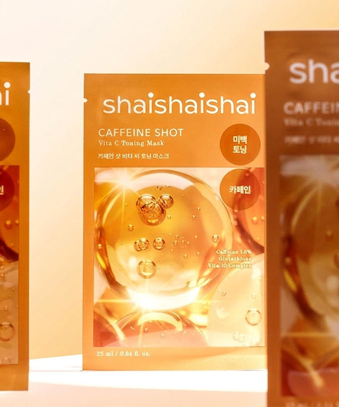 Shaishaishai Caffeine Shot Vita C Toning Mask 25ml 20 Sheets