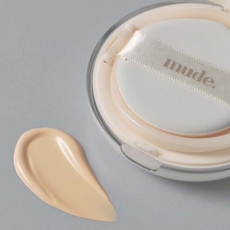 MUDE Soft Silky Fit Cushion with smooth creamy texture and elegant packaging.