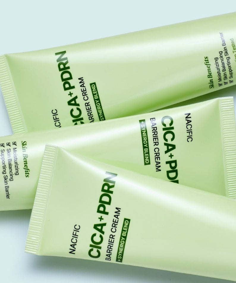 NACIFIC Fresh Cica PDRN Barrier Cream 50g tubes displayed on a light surface
