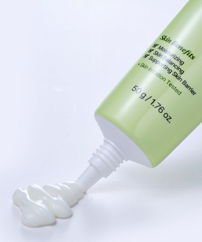 NACIFIC Fresh Cica PDRN Barrier Cream 50g tube with cream swatch showcasing skin benefits and moisturizing properties.