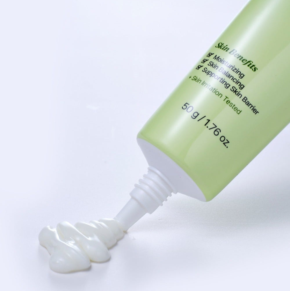 NACIFIC Fresh Cica PDRN Barrier Cream 50g tube with cream swatch showcasing skin benefits and moisturizing properties.