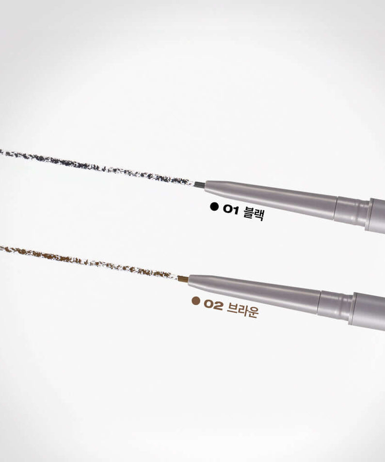 NATURE REPUBLIC Botanican Microfiber Slim Fit Eyeliner in black and brown shades, showcasing precision and fine texture for detailed eye makeup.