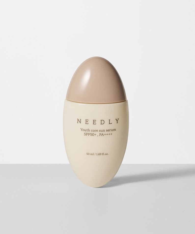 NEEDLY Youth Core Sun Serum 50ml bottle image, showcasing sunscreen product with SPF50+ for youth skin protection.
