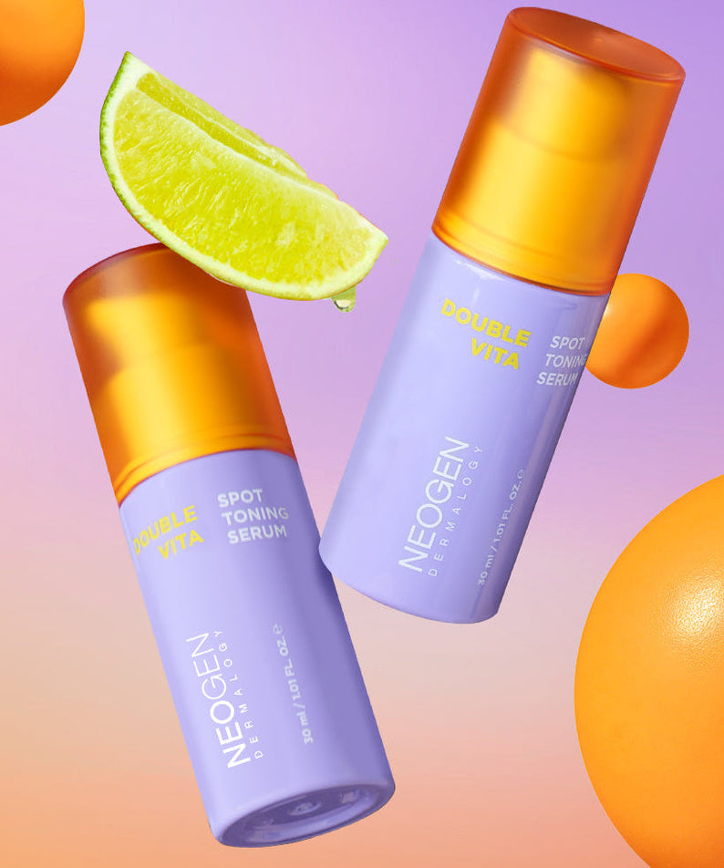 NEOGEN Double Vita Spot Toning Serum 30ml with citrus background