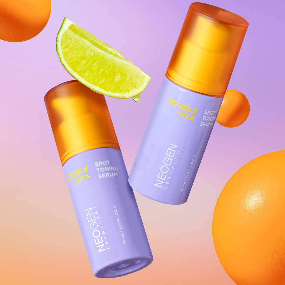 NEOGEN Double Vita Spot Toning Serum 30ml with citrus background