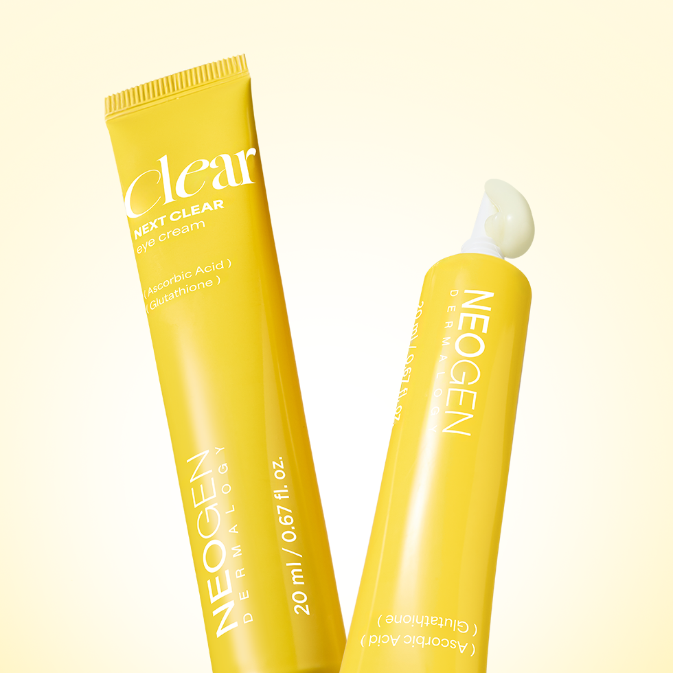NEOGEN Next Clear Eye Cream 20ml product packaging with yellow tubes.