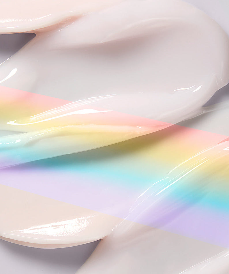 Texture of NEOGEN V Biome Advanced Eye Cream 35ml with a rainbow light effect.