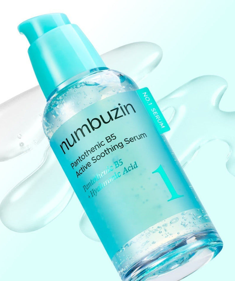 NUMBUZIN No.1 Pantothenic Acid Active Up Soothing Serum 50ml bottle on light blue background