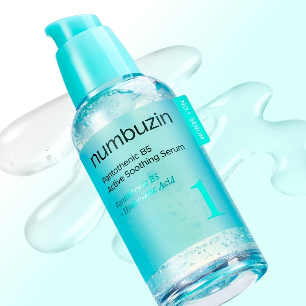 NUMBUZIN No.1 Pantothenic Acid Active Up Soothing Serum 50ml bottle on light blue background