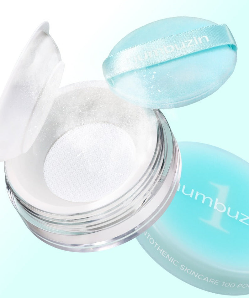 NUMBUZIN No.1 Pantothenic Acid Skincare 100 Blur Powder 7g in an open container with blue lid and applicator