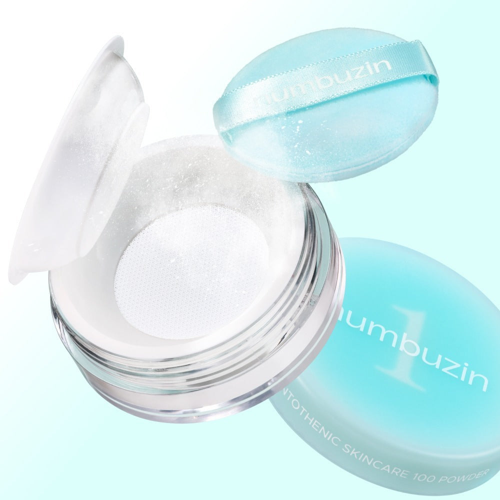 NUMBUZIN No.1 Pantothenic Acid Skincare 100 Blur Powder 7g in an open container with blue lid and applicator