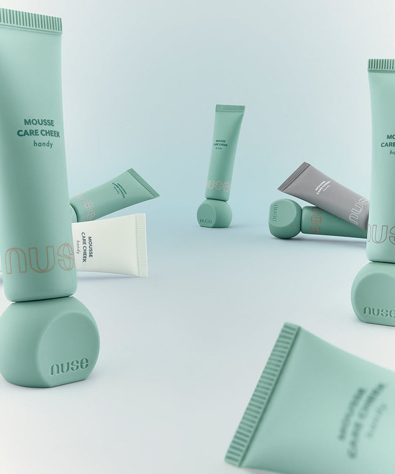NUSE Mousse Care Cheek Handy tubes on display against a light background.