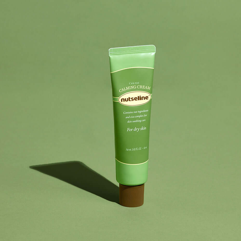 NUTSELINE Cica Nut Calming Cream 60ml in green tube for dry skin relief.