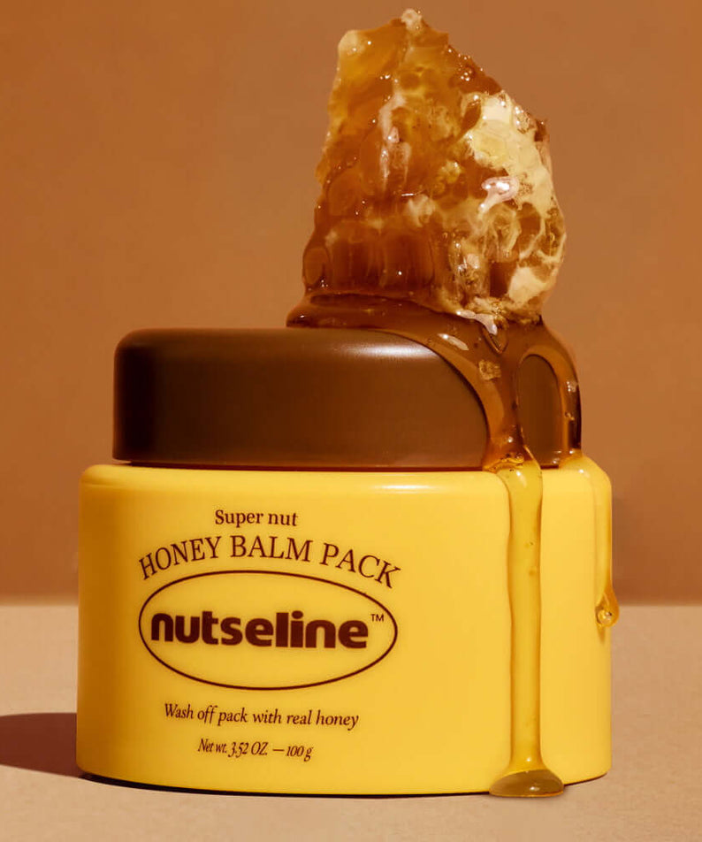 NUTSELINE Super Nut Honey Balm Pack 100g with honeycomb on top, perfect for skincare and moisture.
