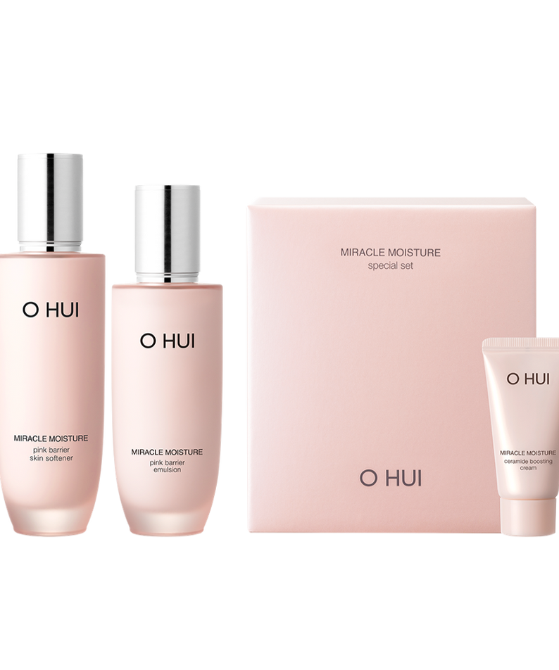 OHUI Miracle Moisture Pink Barrier Basic set (Softener, Cream, Emulsion) | Kool Seoul