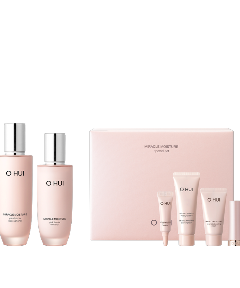 OHUI Miracle Moisture Pink Barrier Special Set (Softener, Cream, Foam, Emulsion, Essence, Mini Lipstick) | Kool Seoul