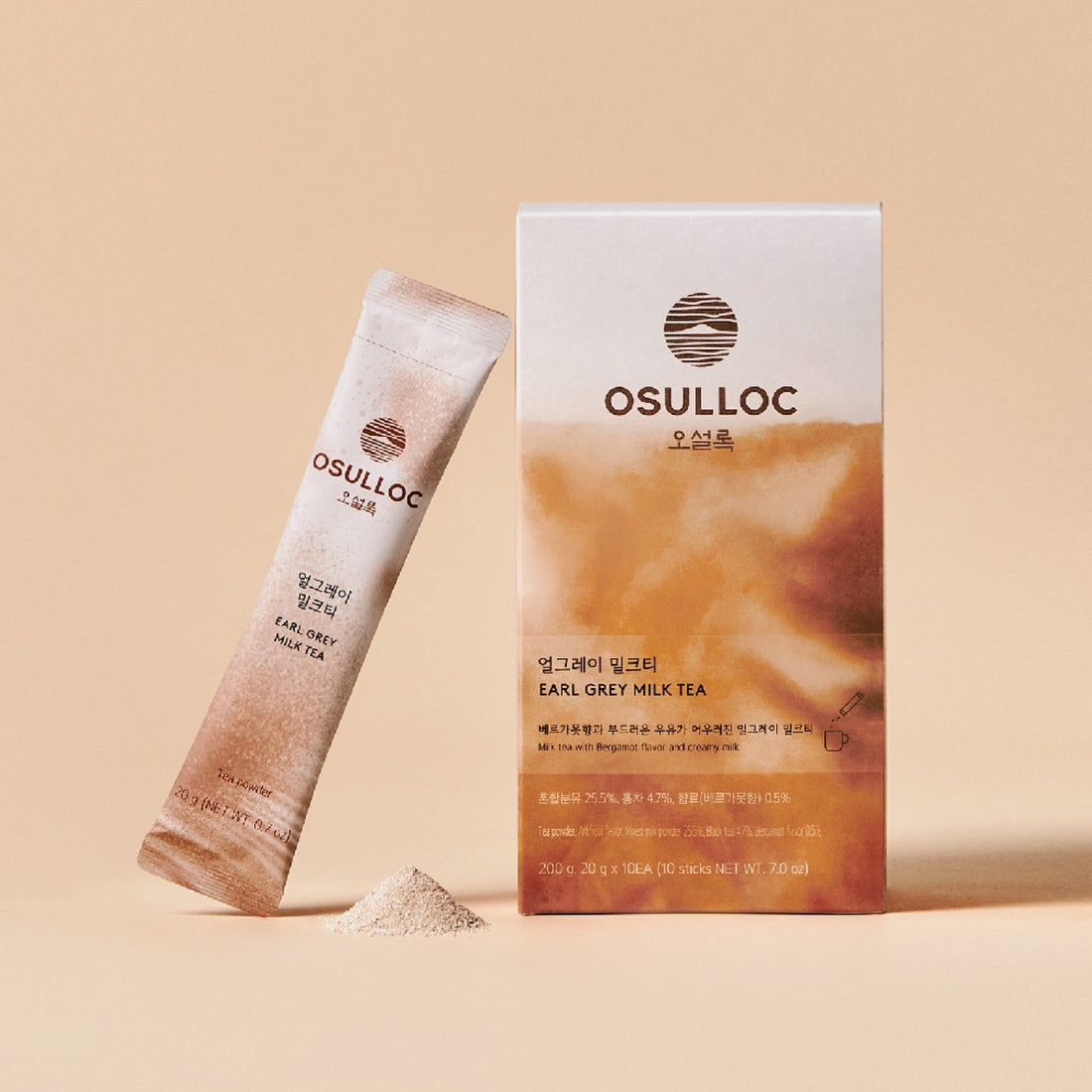 OSULLOC Earl Grey Milk Tea 10 p product packaging with tea powder sachet.