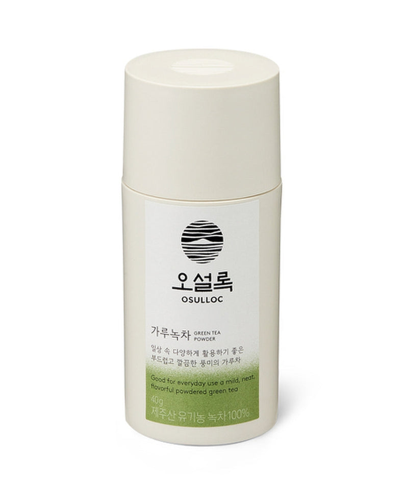 OSULLOC Green Tea Powder 40g container showcasing premium green tea powder.