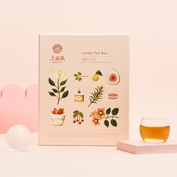 OSULLOC Lovely Tea Box Set displayed with decorative design and tea cup on a light pink background