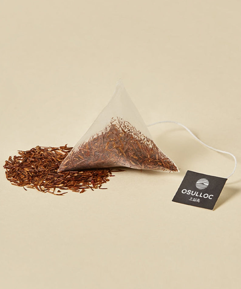 OSULLOC Rooibos Pure 10 p tea bag with loose tea on a neutral background