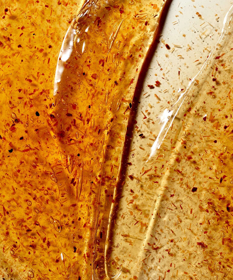Texture of PARNELL Panthenol Heartleaf Calming Gel Cleanser 180ml with gel consistency and natural ingredients.