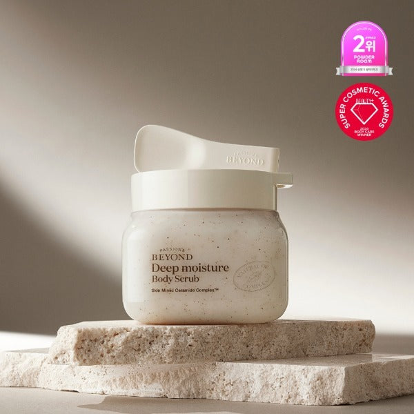 PASSION&BEYOND Deep Moisture Creamy Sugar Body Scrub 500g on stone surface