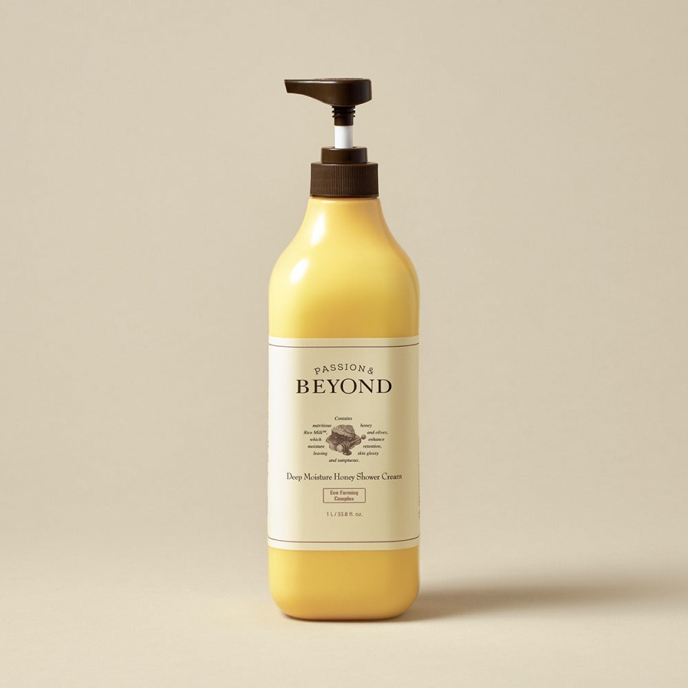 PASSON&BEYOND Deep Moisture Honey Shower 1L bottle on a neutral background.