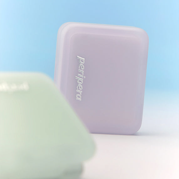 PERIPERA Filter Fit Blur Pact in soft pastel packaging against a light blue background.
