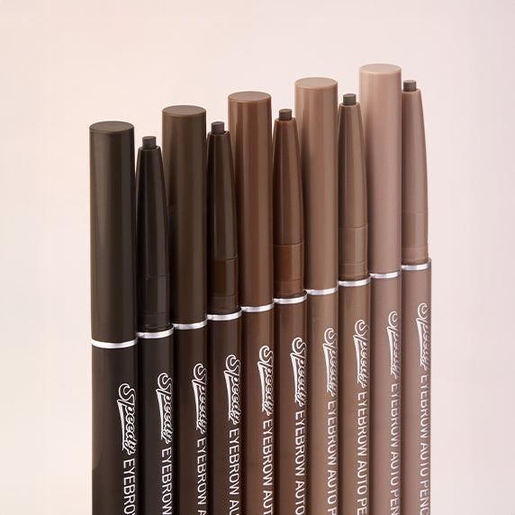 PERIPERA NEW Speedy Eyebrow Auto Pencil 25AD in various shades displayed in a row