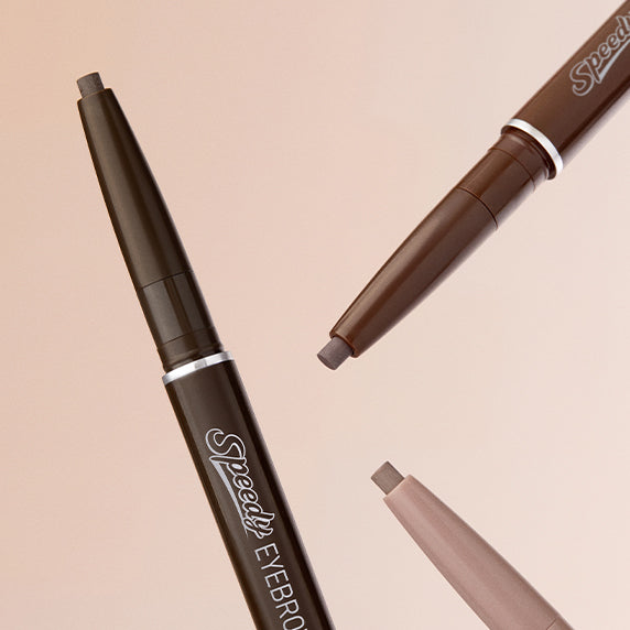 PERIPERA NEW Speedy Eyebrow Auto Pencil 25AD in various shades against a neutral background