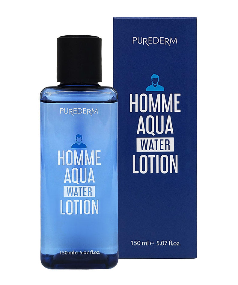 PUREDERM Men's Aqua Water Lotion 150ml - Gentleman Korea men’s hydrating aqua water lotion product bottle and box