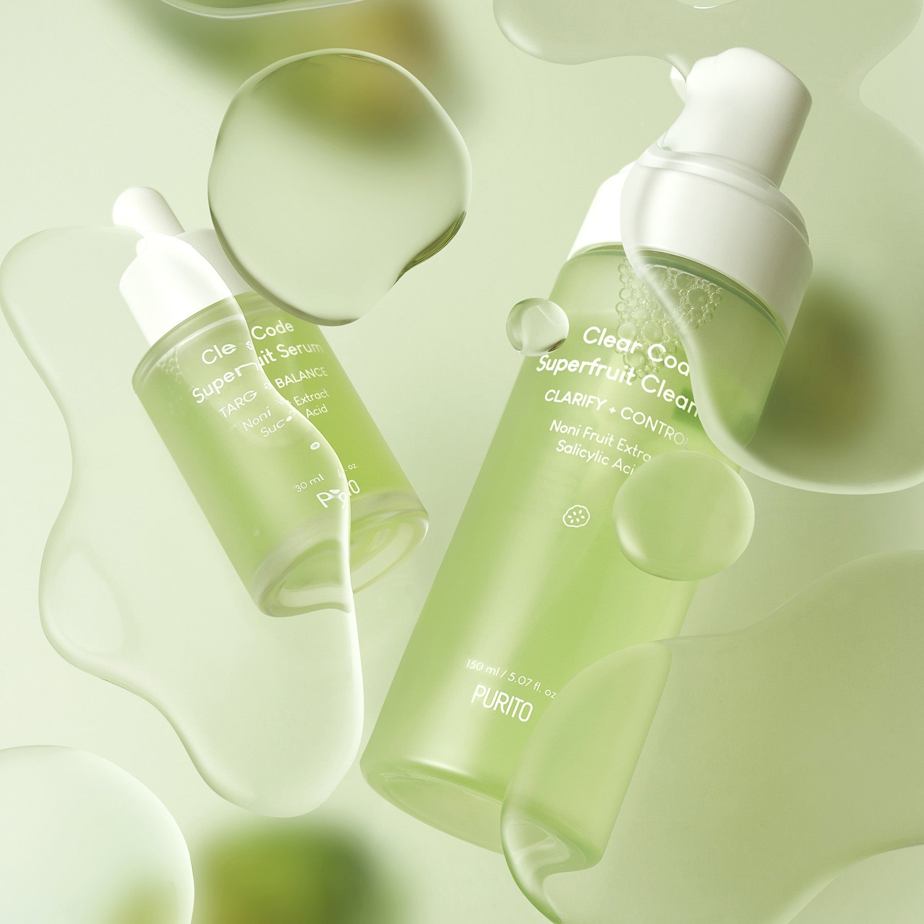 PURITO Clear Code Superfruit Cleanser 150ml with natural fruit extracts and salicylic acid for clarity and control.