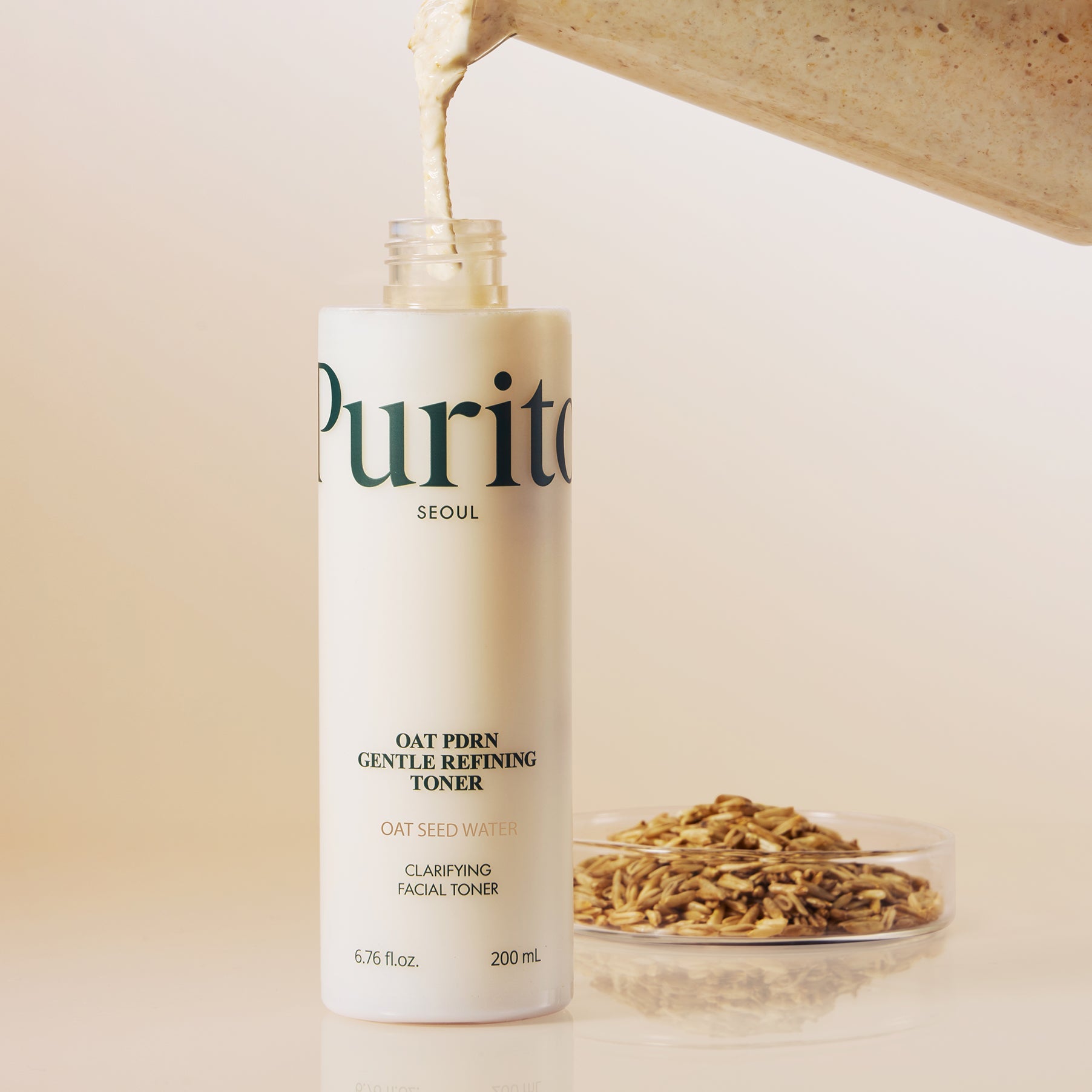 PURITO Oat PDRN Gentle Refining Toner 200ml with oats and creamy texture, facial toner for clarifying skin, 200ml size