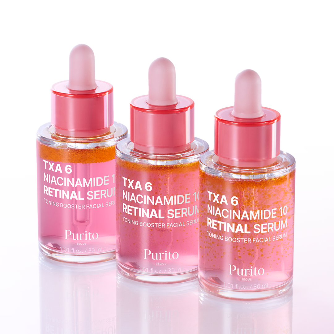 PURITO Tranexamic Acid 6 Niacinamide 10 Retinal Serum 30ml bottles for skincare routine