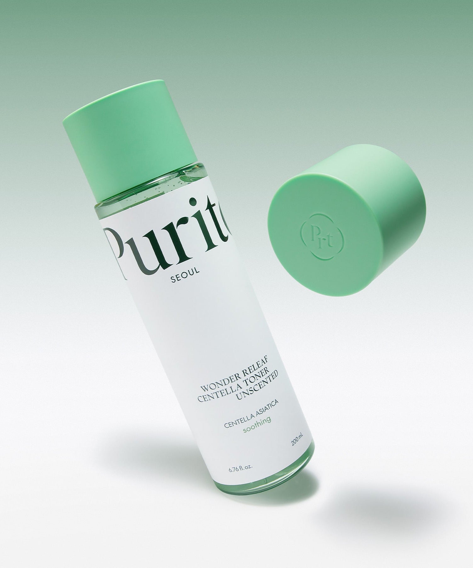 PURITO Wonder Relief Centella Toner Unscented 200ml in green packaging