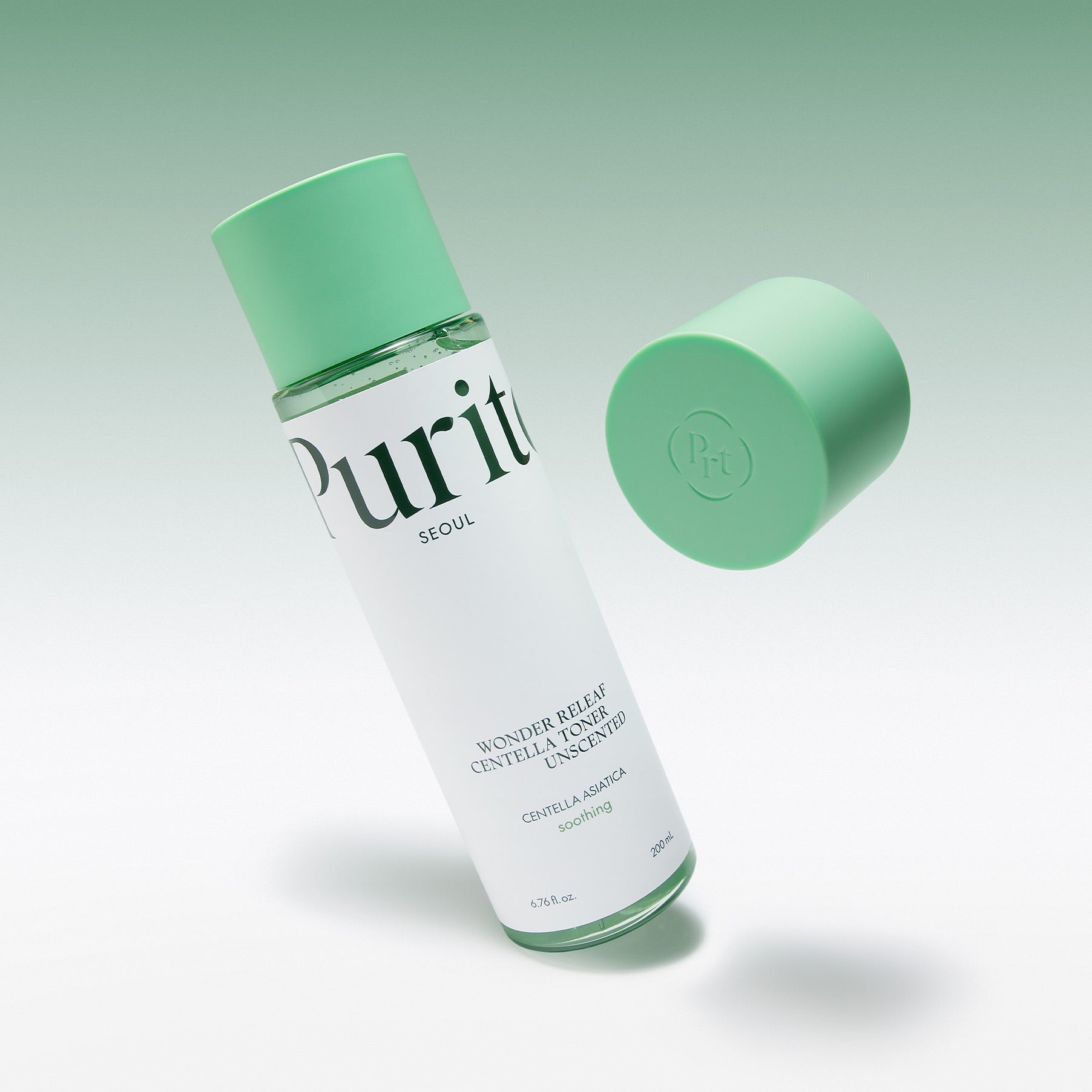 PURITO Wonder Relief Centella Toner Unscented 200ml in green packaging