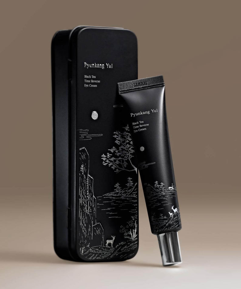PYUNKANG YUL Black Tea Time Reverse Eye Cream 25ml in elegant black packaging
