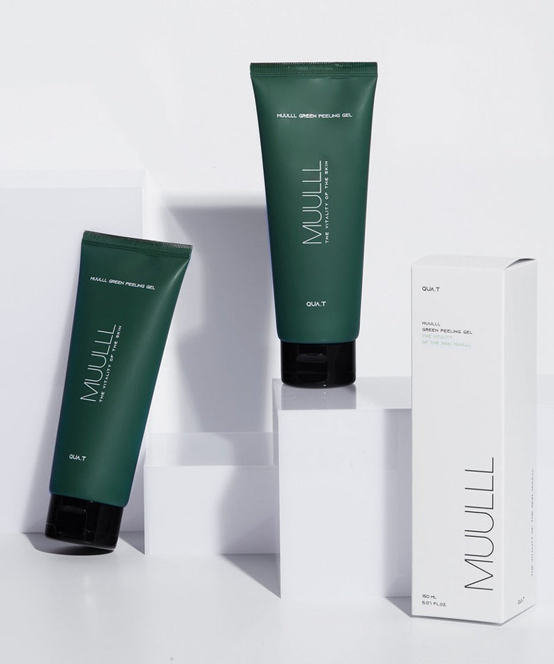 QUA-T Green Peeling Gel 150ml tubes and packaging displayed on white background