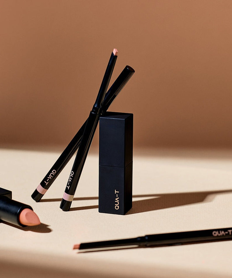 QUA-T NEW My Mood Lip Liner in stylish display showcasing premium makeup essentials for vibrant lips.