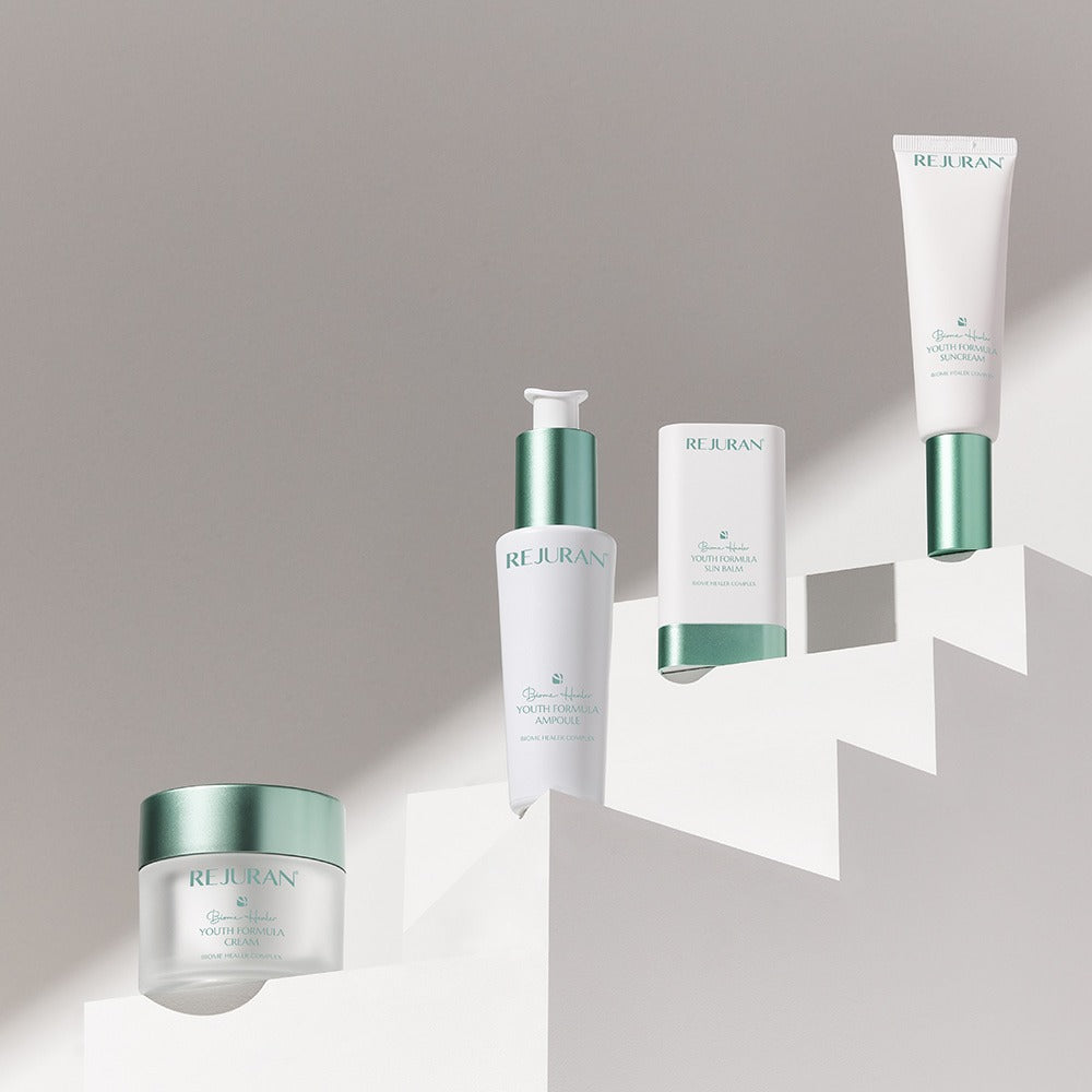REJURAN Biome Healer Touth Formula Sunscreen 50ml on abstract stair display