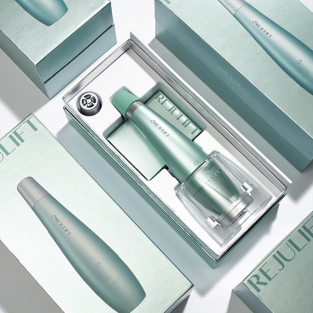 REJURAN Premium Beauty Device in packaging with accessories displayed elegantly