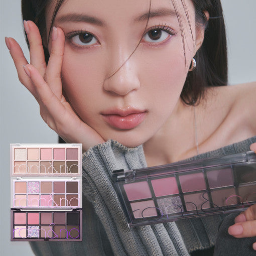 ROMAND Better Than Palette display featuring a model holding the palette with various shades shown.
