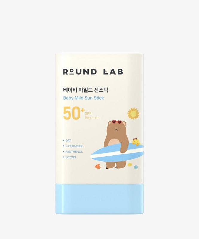 ROUND LAB Baby Mild Sun Stick SPF 50+ PA++++ 21g packaging with bear illustration