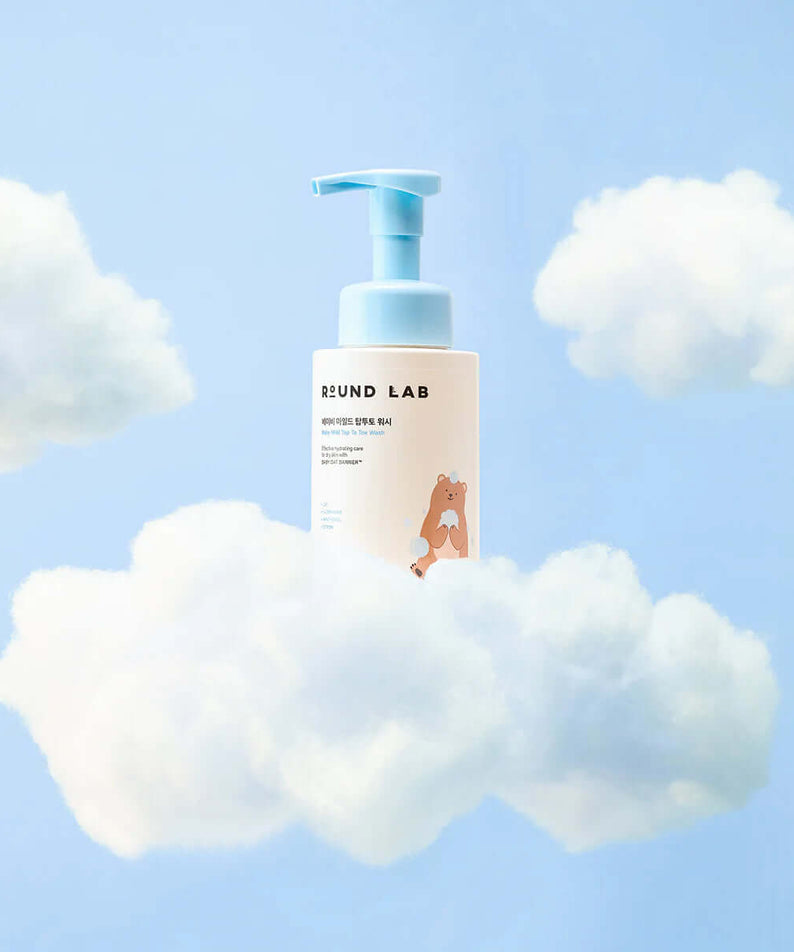 ROUND LAB Baby Mild Top To Toe Wash 300ml in a sky with clouds
