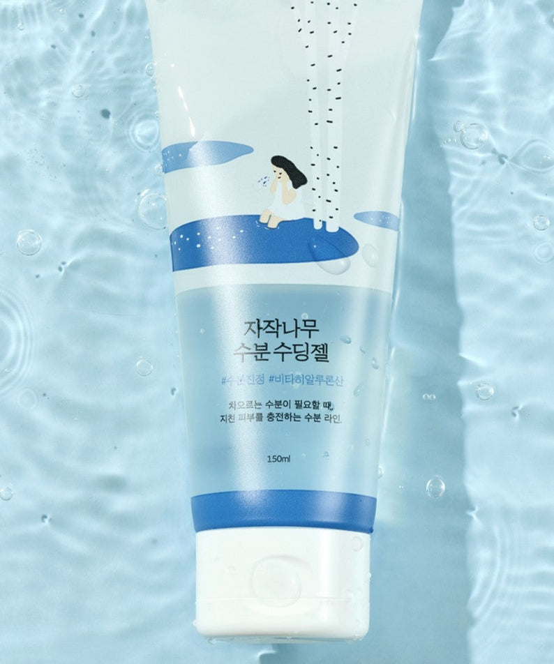 ROUND LAB Bir Birch Water Soothing Gel 150ml tube on water surface
