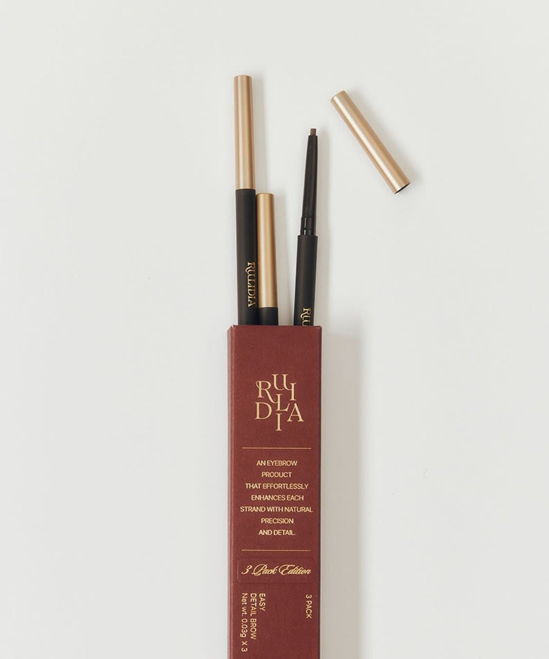 RULIDIA Easy Detail Brow pencil with packaging, featuring precise detail for perfect eyebrows.