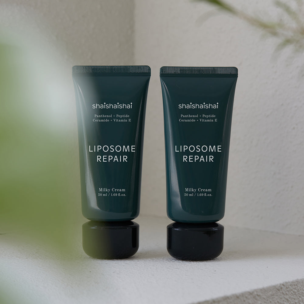 SHAISHAISHAI Liposome Repair Milky Cream 50ml tubes on display