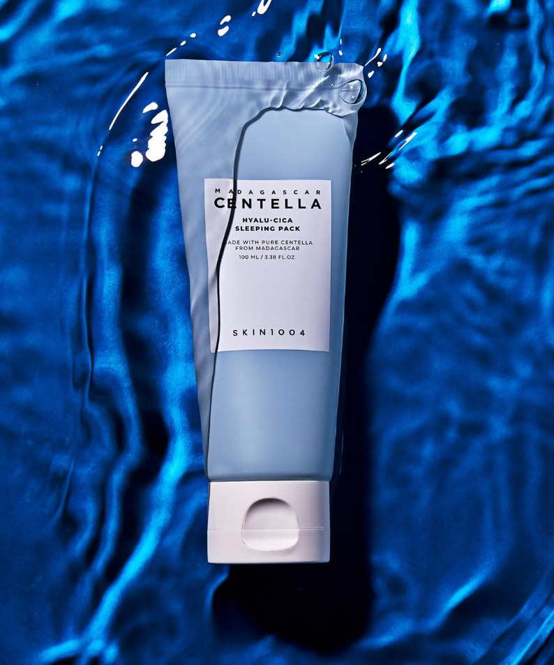 SKIN1004 Madagascar Centella Hyalu-Cica Acid Sleeping Pack 100ml in blue water background