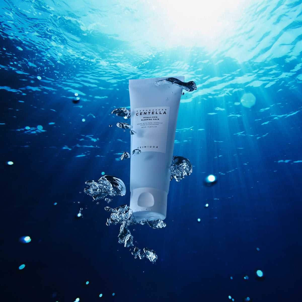 SKIN1004 Madagascar Centella Hyalu-Cica Acid Sleeping Pack 100ml product floating underwater with bubbles