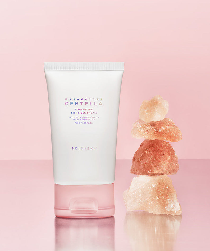 SKIN1004 Madagascar Centella Poremizing Light Gel Cream 75ml with pink clay stones